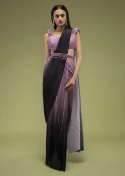 Java Plum Ombre Saree Crafted In Crush With A Fancy Blouse -Lillys Clothing Shop Kalki997