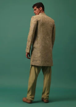 Green Indo-Sherwani Set With Heavy Hand Embroidery -Lillys Clothing Shop Kalkimens188