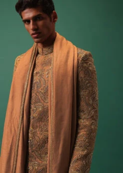 Orange Indo-Sherwani Set With Heavy Embroidery -Lillys Clothing Shop Kalkimens202