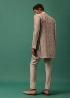 Off White Heavy Hand Embroidered Jacket Kurta Set -Lillys Clothing Shop Kalkimens238