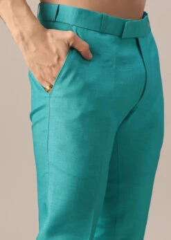 Blue Embroidered Kurta And Dola Silk Pant Set -Lillys Clothing Shop Kalkimens28