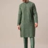 Green Kurta And Dola Silk Pants With Self Embroidery -Lillys Clothing Shop Kalkimens36