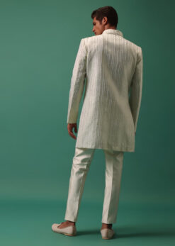 Ivory White Indowestern Jodhpuri Set In Dola Silk -Lillys Clothing Shop Kalkimens63