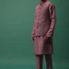Dark Pink Self Embroidered Bandi Jacket And Kurta Set