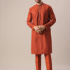 Orange Self Embroidered Kurta With Dola Silk Pants -Lillys Clothing Shop Kalkimens9