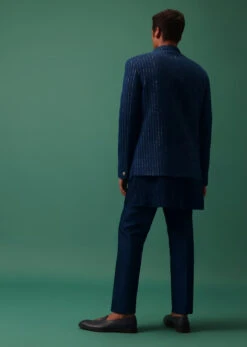 Royal Blue Embroidered Jodhpuri Jacket Set With Pleated Kurta -Lillys Clothing Shop Kalkimens93