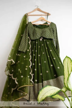 Olive Jade & Gold Abla Lehenga Set