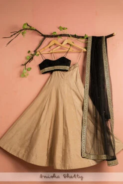 Nude Rawsilk Lehenga With Black Blouse & Dupatta -Lillys Clothing Shop LAS305BACK 1024x1024 2e486802 8d37 4eed a4ee 9209f40153a2