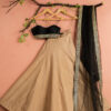 Nude Rawsilk Lehenga With Black Blouse & Dupatta