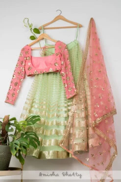 Lime Green Lehenga With Sugar Coral Blouse & Dupatta -Lillys Clothing Shop LAS321BACK 1024x1024 598832c1 a5a4 4106 911e 69947f579c5a