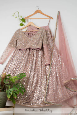 Dusky Rose Gold Sequin Lehenga Set