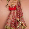 Red Printed Lehenga With Red Embroidered Blouse And Printed Dupatta