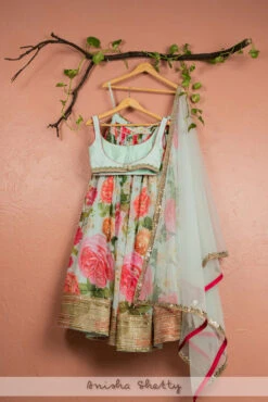 Aqua Floral Lehenga With Aqua Blue Blouse & Dupatta -Lillys Clothing Shop LAS330BACK 1024x1024 a81ac16f f16f 4e6c a225 384bc1593eda