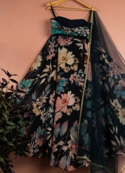 Midnight Blue Floral Blossom Lehenga Set -Lillys Clothing Shop LAS347 BACK