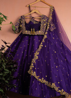 Enchanted Violet & Gold Lehenga Set -Lillys Clothing Shop LAS350 BACK