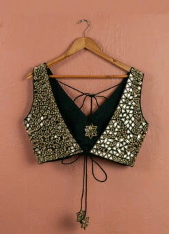 Emerald Green Mirrorwork Lehenga Set -Lillys Clothing Shop LAS354 BLOUSE BACK