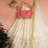 Ivory Sequin Starlight Lehenga With Pink Zardosi Blouse Set -Lillys Clothing Shop LAS365 FRONT