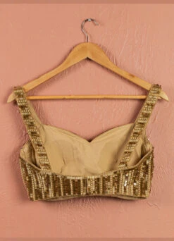 Ivory Sequin Starlight Lehenga With Gold Blouse & Ivory Dupatta -Lillys Clothing Shop LAS367 BLOUSE BACK