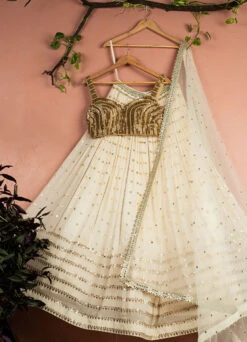Ivory Radiant Sequin Lehenga With Gold Sequin Blouse Set