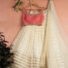 Ivory Radiant Sequin Lehenga With Pink Zardosi Blouse Set