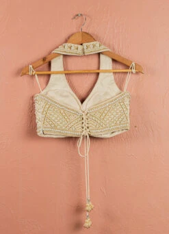 Ivory Layered Pearl Lehenga Set -Lillys Clothing Shop LAS372 BLOUSE BACK