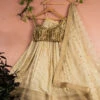 Beige Multipanel Gold Lehenga Set With Gold Blouse