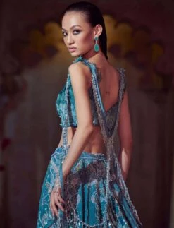 Blue Feather Embroidered Lehenga -Lillys Clothing Shop LC22 013