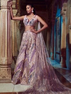 Lilac Embroidered Lehenga