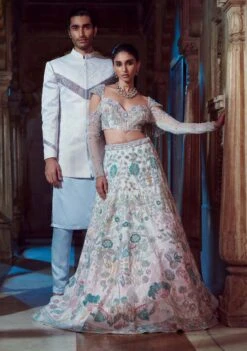 Flamingo Off White Embroidered Lehenga -Lillys Clothing Shop LC22 034