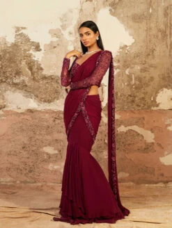 AUBREY - Plum Purple Toned Georgette Layered Saree -Lillys Clothing Shop LOOK12B 905x1200 fbdff6e5 a13f 46e9 8e4e 63de1f3fcc64