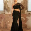 KATE - Black Georgette Fishtail Skirt