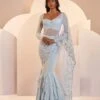 CHRISTINA - Powder Blue Fishtail Georgette Skirt