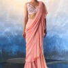 Peach Georgette Drape Saree