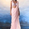 Powder Pink Georgette Drape Saree