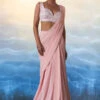 Dusty Peach Georgette Drape Saree