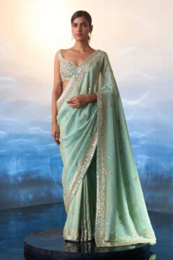 Seafoam Green Tissue Saree