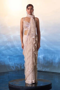 Rose Gold Net Saree