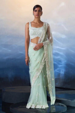 Ice Blue Net Saree