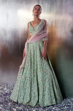 Sea Green Organza Lehenga Set