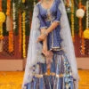 Blue Satin Sharara Set