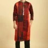 Rust Ajrakh Printed Kurta With Black Pant -Lillys Clothing Shop MM K 237 1