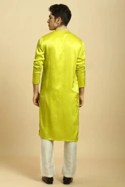 Neon Green Embroidered Kurta With White Pant -Lillys Clothing Shop MM K 241 3