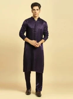 Deep Purple Kurta With Pant With Tissue Embroidered Dupatta -Lillys Clothing Shop MM K 242 1