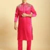 Hot Pink Embroiderd Kurta With Pant