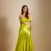 Neon Green Skirt Set With Embroidered Blouse -Lillys Clothing Shop MM SK 218 1