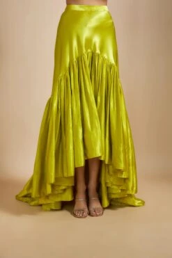 Neon Green Skirt Set With Embroidered Blouse -Lillys Clothing Shop MM SK 218 2