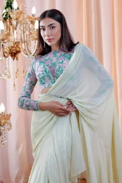 Blue Shantoon Carol Pre-Draped Ruffle Saree With Blouse -Lillys Clothing Shop MM0676 1800x1800 f4595104 1022 4a96 a6cf a84131985de3