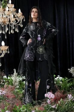 Black Shantoon Emily Hand Embroidered Jacket Pant Set