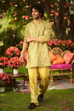 WAQAS - Printed Pintucks Short Kurta Set