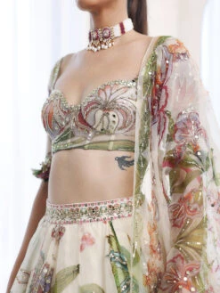 DIA - Printed Embroidered Blouse With Lehenga And Dupatta -Lillys Clothing Shop MM231967